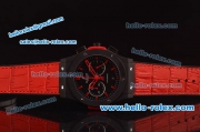 Hublot Classic Fusion Chronograph Miyota Quartz PVD Case with Red Markers and Red Leather Strap