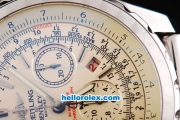 Breitling Bentley Motors Swiss Valjoux 7750 Chronograph Movement Full Beige Dial with Silver Stick Marker and SS Strap