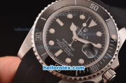 Rolex Submariner Asia 2813 Automatic Steel Case Black Ceramic Bezel with Black Dial and Black Rubber Strap - ETA Coating