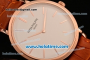 Patek Philippe Calatrava Miyota OS2035 Quartz Rose Gold Case with White Dial and Stick Markers