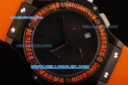 Hublot Big Bang Chronograph Swiss Quartz Movement PVD Case with Orange Diamond Bezel and Orange Rubber Strap-Lady Model