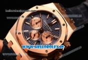 Audemars Piguet Royal Oak Chronograph Swiss Valjoux 7750 Rose Gold Case with Black Leather Strap Blue Dial and Gold Three Subdials 1:1 Original EF