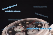 Rolex Daytona Swiss Valjoux 7750-SHG Automatic Steel Case/Strap with Double Row Diamond Bezel - Black Dial and Diamond Markers