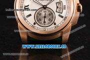 Cartier Calibre De Cartier Miyota 9015 Automatic Rose Gold Case with White Dial and Green Leather Strap