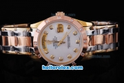 Rolex Day-Date Oyster Perpetual Automatic with White Dial,Diamond Marking and Gold-Diamond Bezel