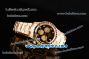 Rolex Daytona Rainbow Asia 3836 Automatic Yellow Gold Case/Strap with Colorful Diamond Bezel and Black Dial (BP)