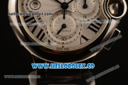 Cartier Ballon Bleu De Chrono Swiss Valjoux 7750 Automatic Steel Case with White Dial and Steel Bracelet - (H)