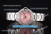 Cartier Ballon Bleu Medium Asia Automatic Stainless Steel Case/Bracelet with Pink Dial and Roman Numeral Markers Diamonds Bezel(YF)