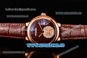 Cartier Rotonde De Swiss Quartz Rose Gold Case with Brown Guilloche Dial and Black Leather Strap