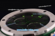 Hublot Classic Fusion Chronograph Miyota OS20 Quartz Steel Case with Black Dial and Green Rubber Strap