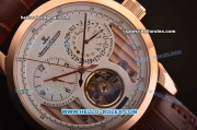 Jaeger-LECoultre Grande Complication Tourbillon Asia ST23 Automatic Rose Gold Case with White Dial and Brown Leather Strap