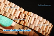 Rolex Day Date Swiss ETA 2836 Automatic Movement Full Rose Gold with Black Dial - Rose Gold Roman Markers