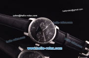 Glashutte Original Automatic Steel Case with Black Dial and Black Leather Strap