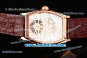 Vacheron Constantin Malte Tourbillon Swiss Tourbillon Manual Winding Rose Gold Case with Brown Alligator Strap Beige Dial and Diamond Bezel