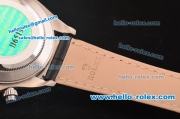 Rolex Daytona Swiss Valjoux 7750-SHG Automatic Diamond Bezel with Black Dial and Black Leather Strap