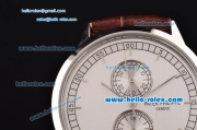 Patek Philippe Grand Complication Chronograph Miyota OS20 Quartz Steel Case with Stick Markers and Brown Leather Strap