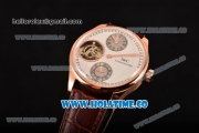 IWC Portuguese Tourbillon Hand-Wound Swiss Tourbillon Manual Winding Rose Gold Case with White Dial and Brown Leather Strap (FT)