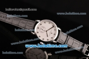 Vacheron Constantin Malte Miyota Quartz Stainless Steel Case with Black Leather Strap White Dial and Diamond Markers