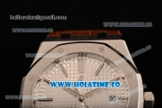 Audemars Piguet Royal Oak 41 MM Clone AP Calibre 3120 Automatic Steel Case with White Dial and Brown Leather Strap - Stick Markers - 1:1 Original (JF)