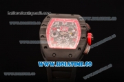 Richard Mille RM 011 Felipe Massa Flyback Chronograph Swiss Valjoux 7750 Automatic Carbon Fiber Case with Skeleton Dial and Red Inner Bezel - 1:1 Original