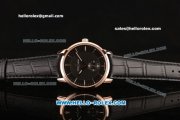 Ulysse Nardin Classico Miyota OS2035 Quartz Rose Gold Case with Stick Markers Black Dial and Black Leather Strap