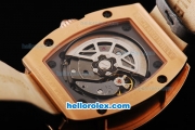 Richard Mille RM007 Rose Gold Case with White Number Markers and Black Leather Strap