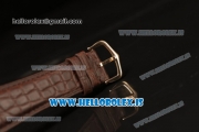Cartier Ronde Solo Cartier Rose Gold Equipment Ronda 763 1:1 Clone White Dial With Brown Leather