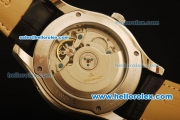 Jaeger Lecoultre Power Reserve Tourbillon Automatic Steel Case with Black Dial and Black Leather Strap - ETA Coating