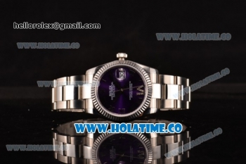 Rolex Datejust Asia 2813 Automatic Steel Case with Purple Dial and Roman Numeral Markers(BP)