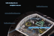 Richard Mille RM011 Swiss Valjoux 7750-SHG Automatic Black PVD Case with Black Rubber Strap and Skeleton Dial