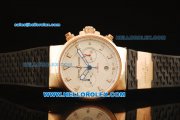 Ulysse Nardin Maxi Marine Chronograph Swiss Valjoux 7750 Automatic Movement Rose Gold Case with White Dial and Black Rubber Strap Ulysse Nardin Maxi Marine Chronograph Swiss Valjoux 7750 Automatic Movement Rose Gold Case with White Dial and Black Rubber Strap