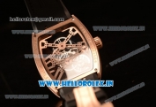 Franck Muller Vanguard Miyota Automatic Copy Tourbillon Rose Gold Case With Skeleton Dial Leather/Rubber Strap