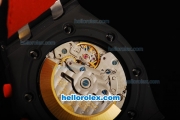 Audemars Piguet Royal Oak Offshore Swiss Valjoux 7750 Automatic Movement with Red Dial and White Numeral Markers-Run 12 Second