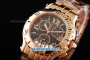 Chopard Happy Sport Chronograph Miyota Quartz Movement Rose Gold Case with Black Dial and Rome Numeral Markers