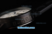 U-BOAT Italo Fontana Chronograph Miyota Quartz Movement PVD Case with Black Numeral Markers and White Dial-Black Leather Strap
