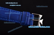 Vacheron Constantin Malte Miyota OS2035 Quartz Steel Case with Blue Leather Strap Blue Dial Stick Markers