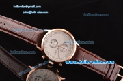 Patek Philippe Grand Complication Chronograph Miyota OS20 Quartz Rose Gold Case with Gray Dial and Stick Markers