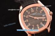 Patek Philippe Aquanaut Swiss ETA 2836 Automatic Rose Gold Case with Brown Dial and Black Rubber Strap