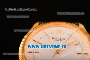 Rolex Cellini Time Asia 2813 Automatic Yellow Gold Case with White Dial Black Leather Strap and Stick Markers