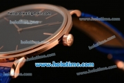 Patek Philippe Calatrava Miyota OS2035 Quartz Rose Gold Case with Blue Dial and Stick Markers