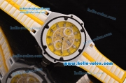 Hublot King Power Chronograph Swiss Valjoux 7750 Automatic Steel Case with White Bezel and Yellow Dial