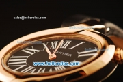 Cartier d'Art Swiss Quartz Rose Gold Case with Black Dial and Black Leather Strap