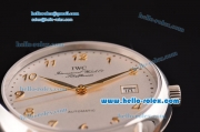 IWC Portofino Swiss ETA 2892 Automatic Steel Case with Gold Arabic Numeral Markers and White Dial