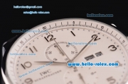IWC Portuguese Chronograph Miyota OS10 Quartz Steel Case with White Dial and Black Rubber Strap