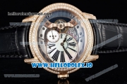 Audemars Piguet Millenary Miyota 9015 Automatic Rose Gold Case White Dial With Roman Numeral Markers Black Leather Strap