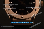 Hublot Classic Fusion Miyota 9015 Automatic Rose Gold Case with Black Dial and Black Leather Strap (AAAF)