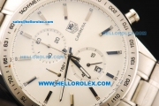 Tag Heuer Carrera Chronograph Miyota Quartz Movement Full Steel with White Dial and Stick Markers