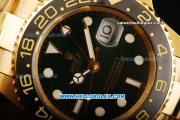 Rolex GMT Master Swiss ETA 2836 Automatic Movement Full Gold with Green Dial and Ceramic Bezel - White Marking