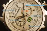 Roger Dubuis Chronograph Quartz Steel Case with White Dial and Black Rubber Strap