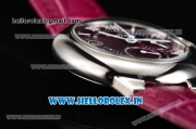 Cartier Ballon Bleu De Medium Chrono Miyota OS20 Quartz Steel Case with Burgundy Leather Strap and Roman Numeral Markers